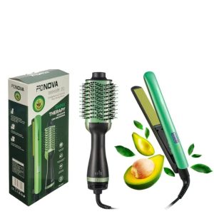 Plancha De Cabello Aguacate + Cepillo Secador