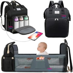 Pañalera Bolso Cambiador Tipo Cuna Para Bébé Impermeable Corral Cambiador