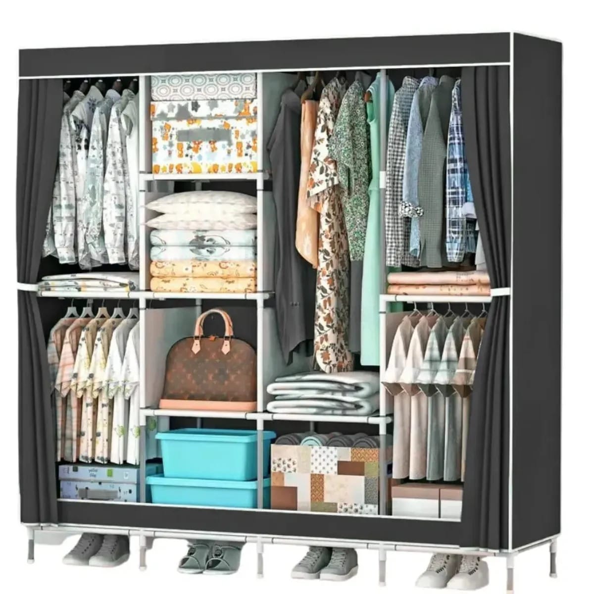 whatsapp-image-2026-07-03-at-2.13.42-pm.jpeg Organizador Ropa Y Perchero 4 Niveles 12 Compartimiento Acero - Imagen 1
