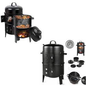 Ahumador Barril Asador  3 en 1 Asador Portatil 3 Pisos A Carbon Desmontable