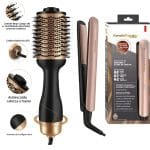 Plancha Para Cabello + Cepillo Alisador Combo Argan Keratina